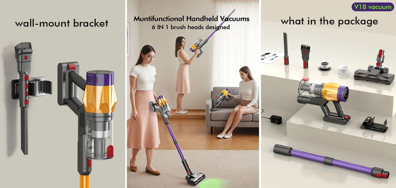 Armo V18 550W 50kPa Suction Power Handheld Wireless Vacuum Cleaner 6 in 1  LED Display Cordless Vacuum Handheld Sweeper Machine