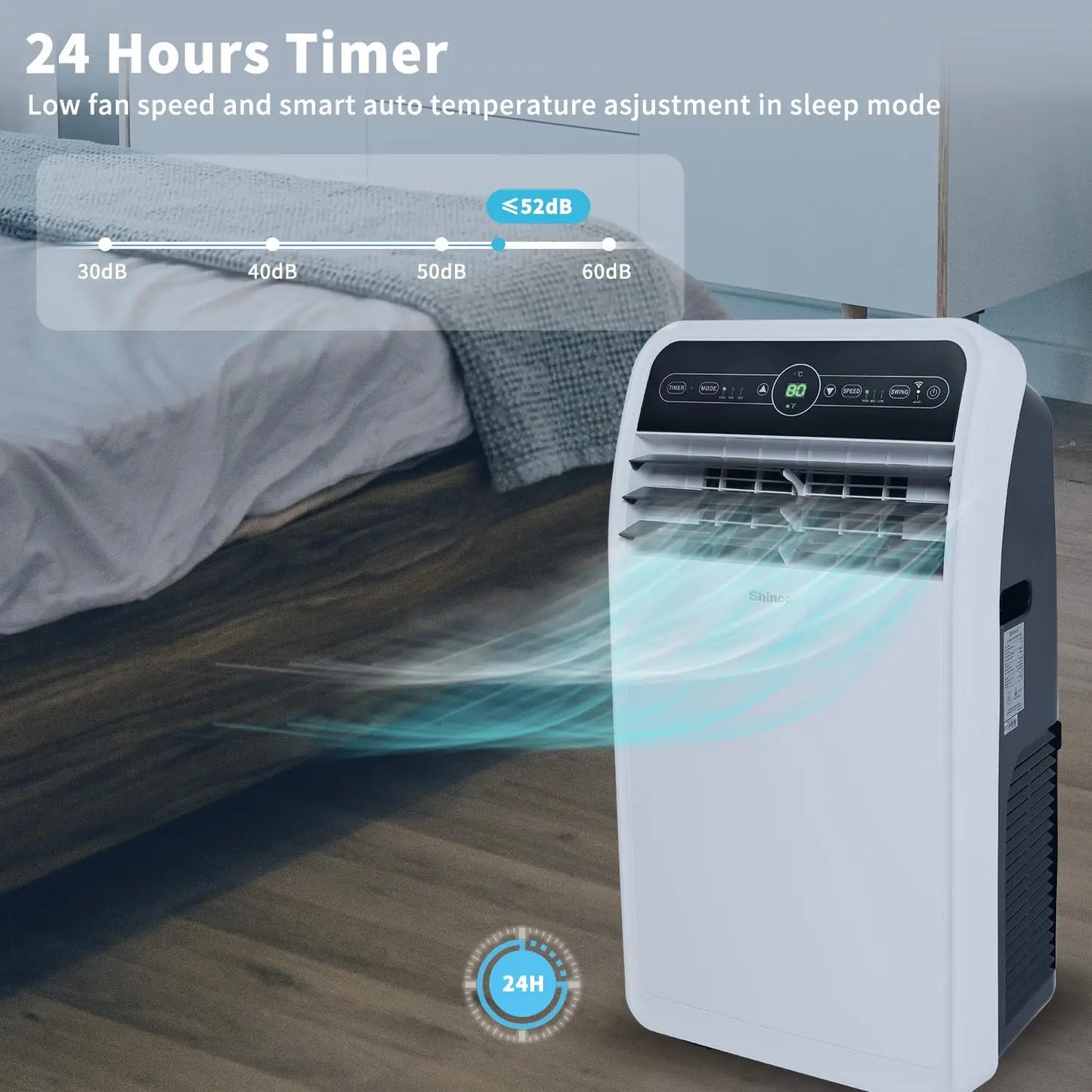 Shinco 12,000 BTU Smart Wi-Fi Portable Air Conditioner, Portable AC Unit with Built-in Cool, Dehumidifier&Fan Modes for Room