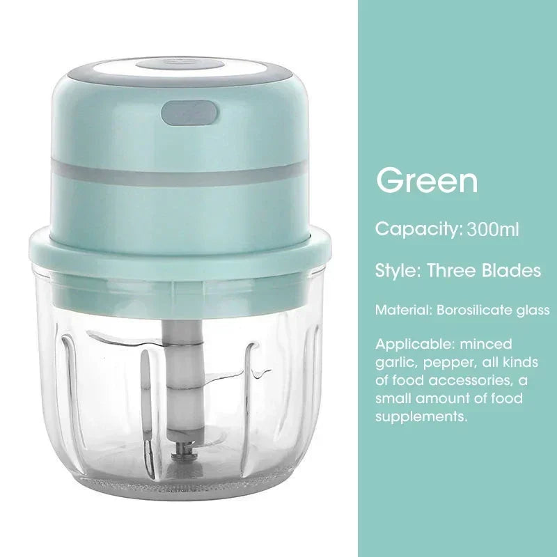 Electric Garlic Chopper, Mini Portable Veggie Chopper, Garlic Grinder Masher Onion Chopper, for Ginger, Chili, Fruit, Meat, etc