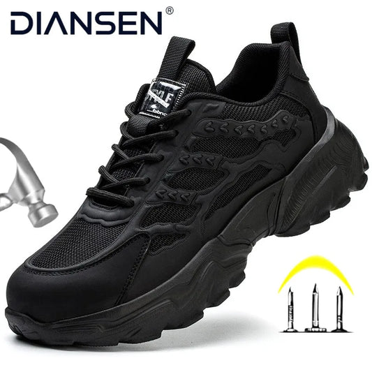 Steel Toe Kevlar-Midsole Safety Shoes Men, Lightweight Breathable Anti-Puncture Anti-Smash Non Slip Industrial Work Boots