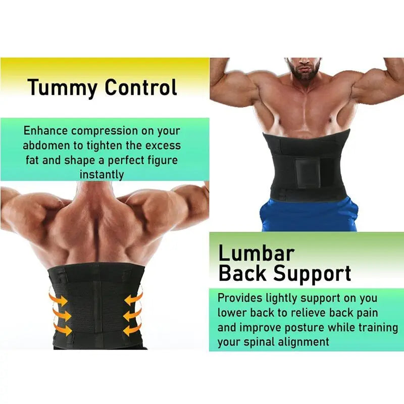 Waist Cincher Trimmer Men Waist Trainer Belt Back Support Wrap Fitness Gym Body Shaper Belt Slimming Belly Corset Workout Girdle