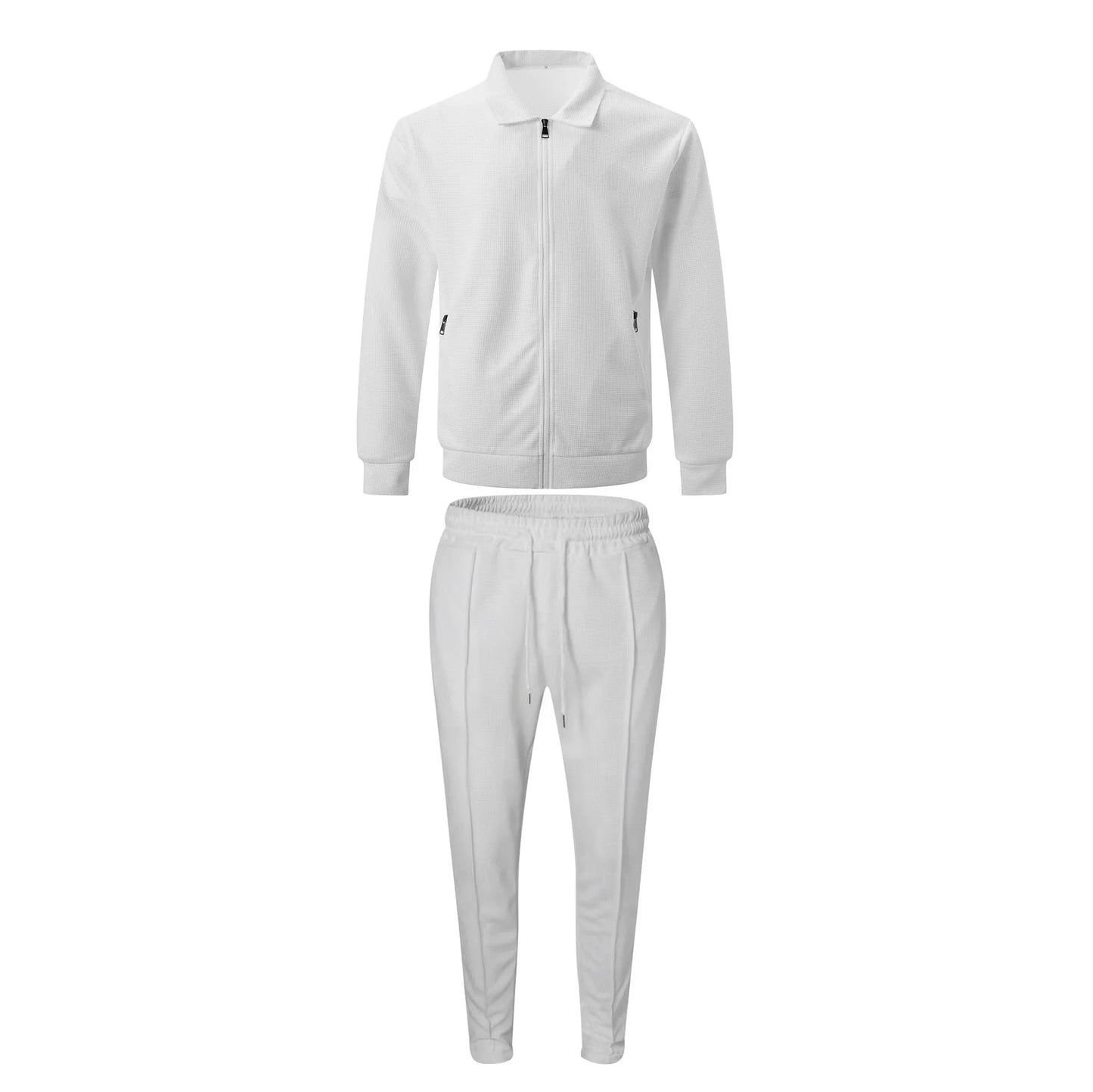 Aliexpress Amazon Cross-border Spring/Autumn 2023 Zipper Pocket lapel Trendy Jacket + Trousers Men's sportswear Streetwear Set