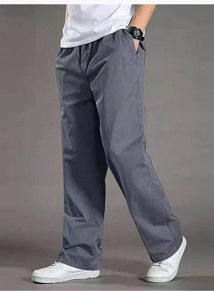 Summer thin cotton casual pants men loose straight leg 2024 new men's pants trend all matching men's long pants