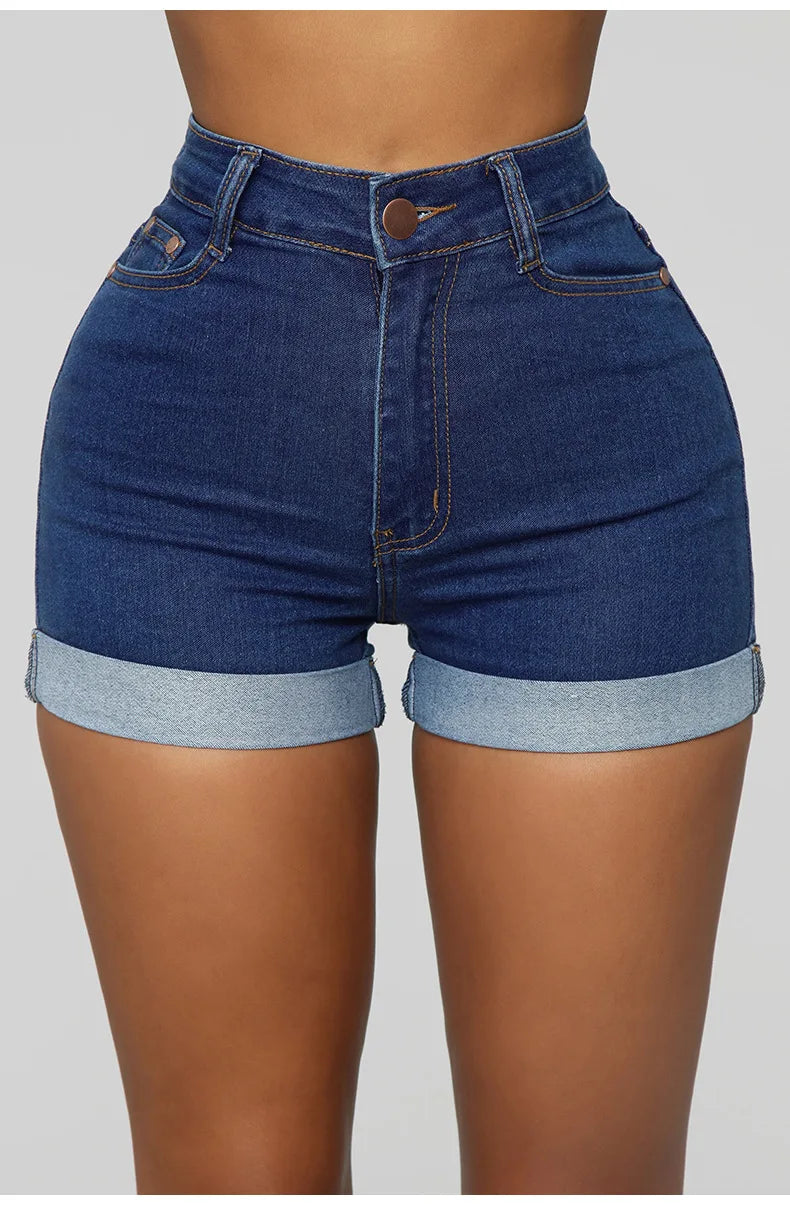 Women Casual Slim Fit Pockets Denim Shorts Wrap Buttocks Solid Mini Jeans Female 2024 Sexy High Strecth Vintage Short Pants