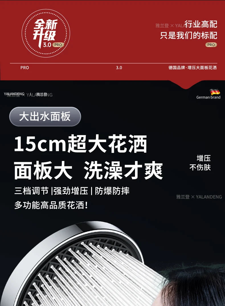 15CM Big Panel High Pressure Shower Head With Filter 3 Modes Large Flow Spray Nozzle Rainfall Shower Faucet Bathroom Accessories