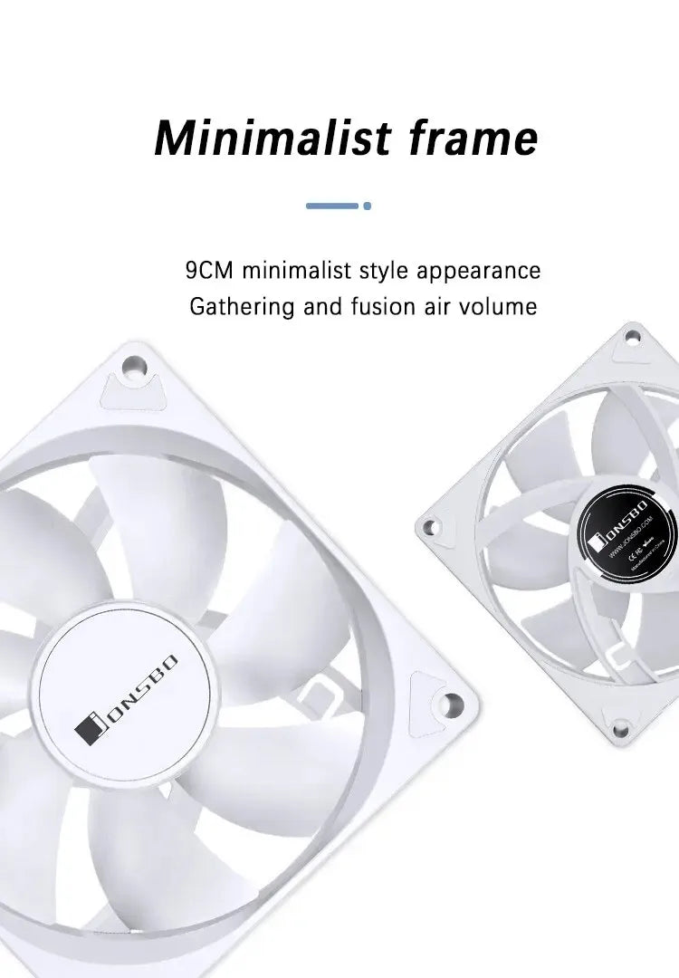 JONSBO SL-925 Computer Case Fan 9cm 3pin  ARGB Light Effect CPU Cooling Fan 92mm 4pin PWM High Air Volume Slient Fan