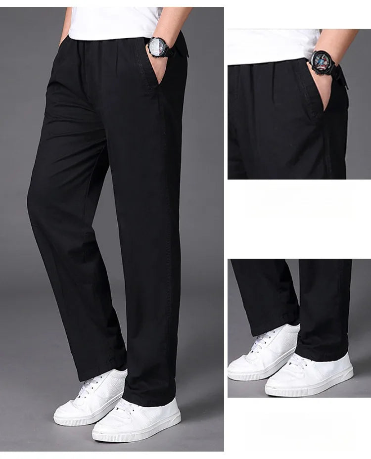 Summer thin cotton casual pants men loose straight leg 2024 new men's pants trend all matching men's long pants