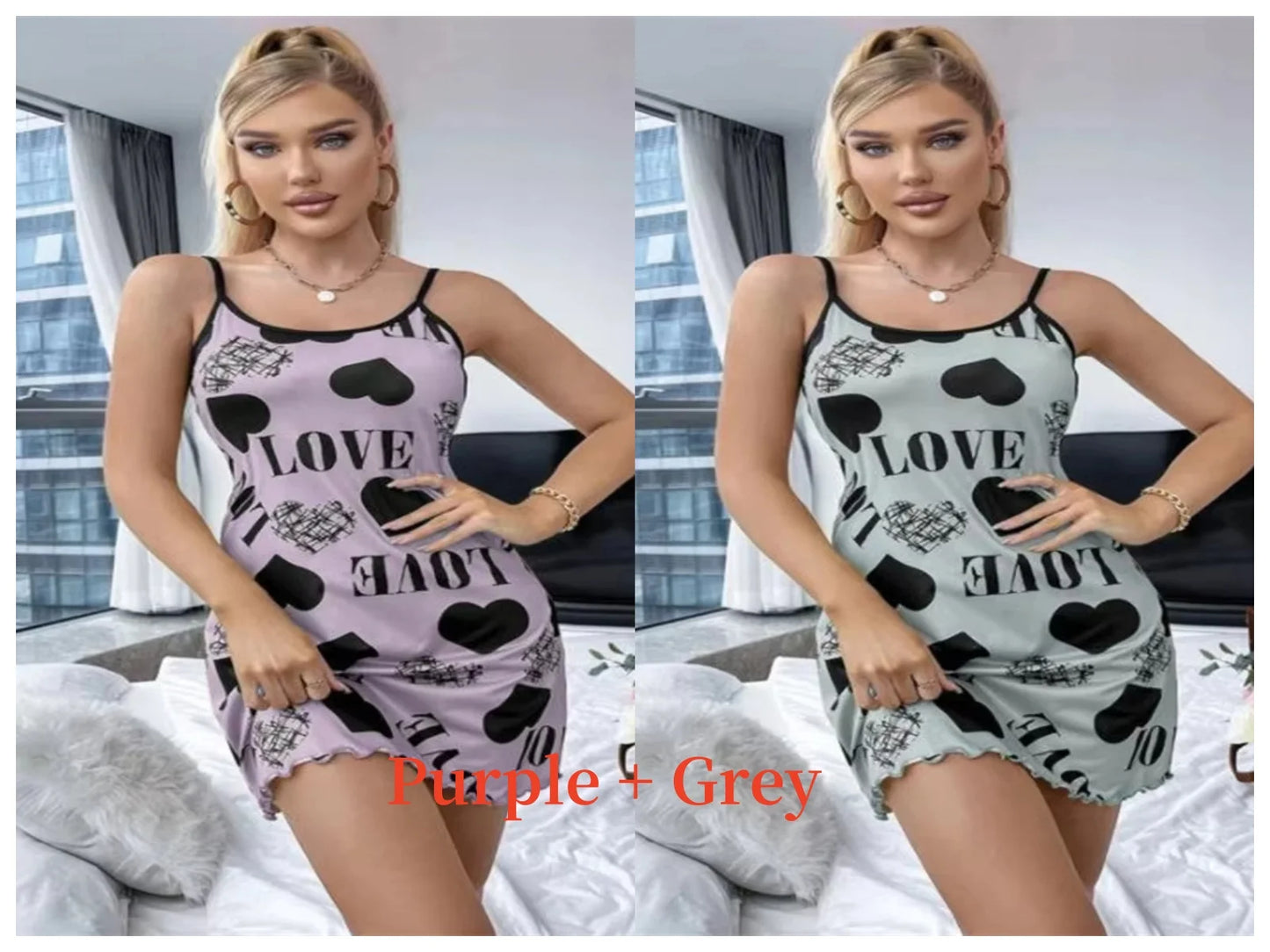 Summer New Women's Nightgown Beauty Back Thin Section Of Home Wear Sexy Halter Short Skirt Love Cartoon Cute Printing Pajamas