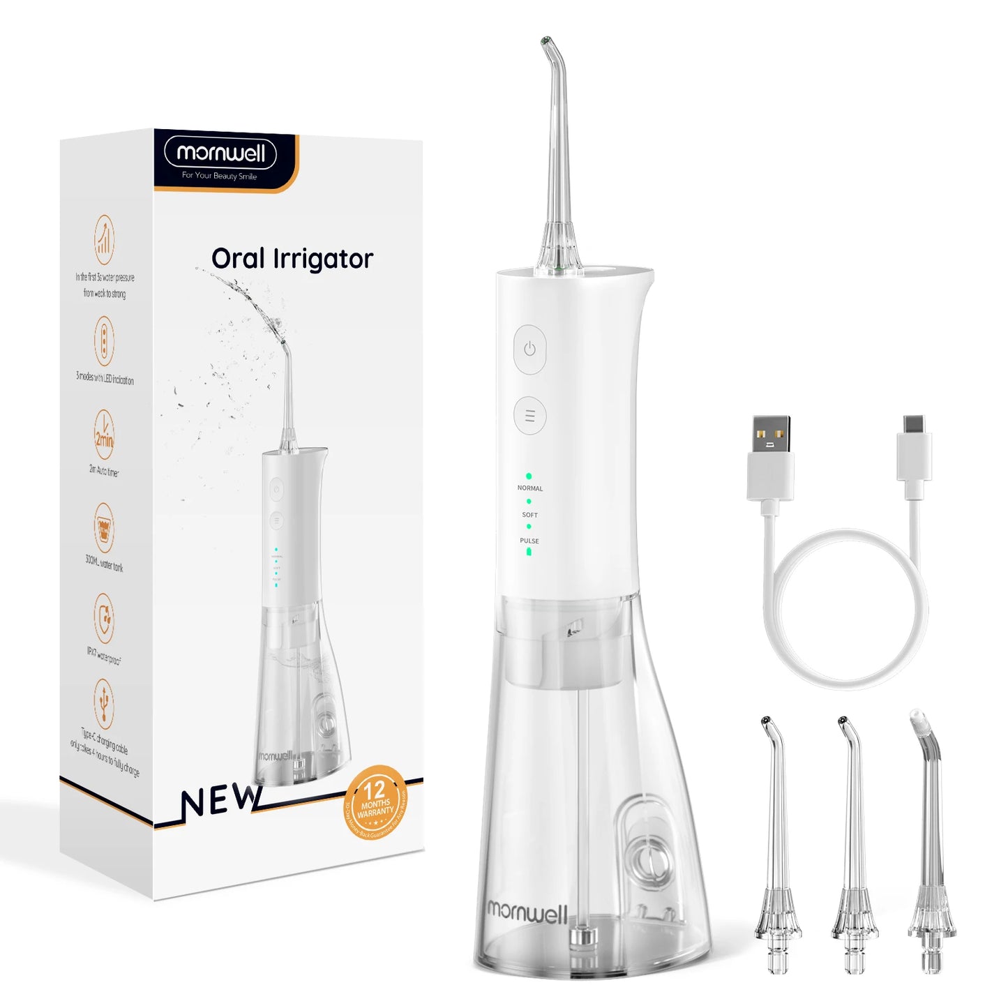 Electric Water Flosser Rechargeable Water Flossers for Teeth Clean Waterproof Flosser Portable Oral Irrigator 300ML Home Travel