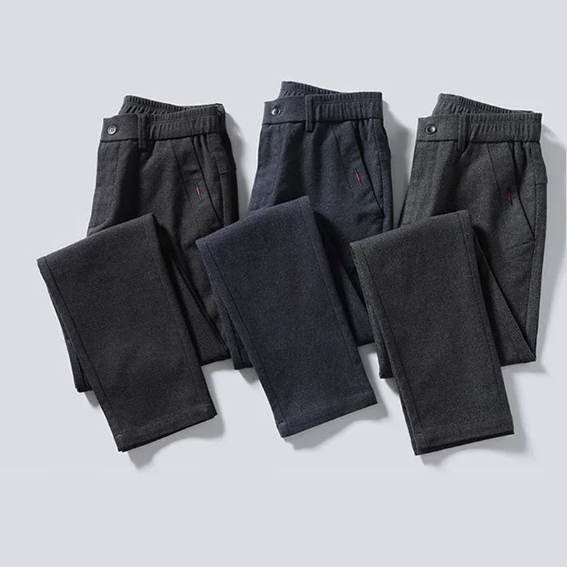 New Men Classics Business Pants Male Cotton Stretch Ankle Length Pants Slacks Skinny Straight Leg Trousers
