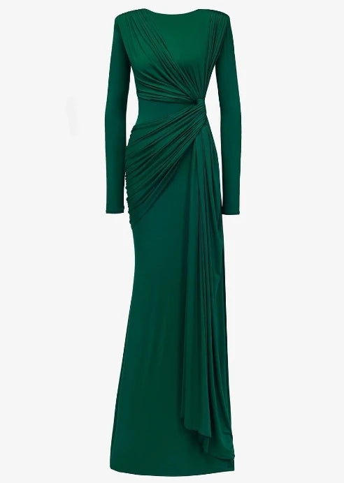 Women's Long Dresses Fashion Sexy Round Neck Design Slim Fit High Waist Hip Hugging Long Sleeved Long Dresses