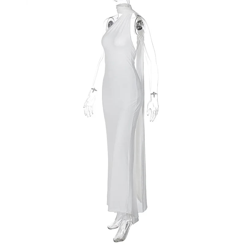 Ladies Summer Elegant Evening Party Dress For Women Sleeveless Backless Halter Sexy Long Dresses Woman Clothes Birthday Clubwear
