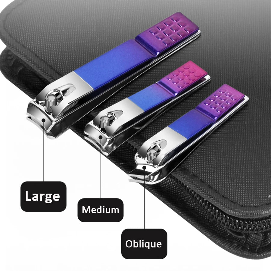 6-18pcs Set Professional Stainless Steel Manicure & Pedicure Kit Precision Nail Care with Travel Case with Nail Clipper Scissor