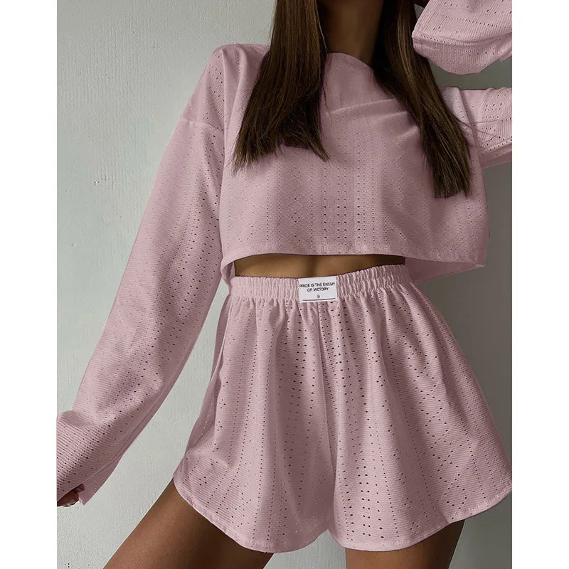 Women Fashion Slim Pajamas Set Two-Piece Suits Sleepwear Loungewear Solid Pajama Ladies Pijama Homewear Soft Leisure Nightwear