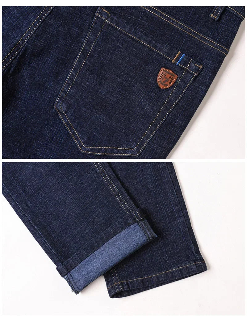 Fashion Men Jeans Stretch Straight Leg Casual Slim Fit Denim Pants Male Brand Luxury Design Business Classic Trousers Large Size