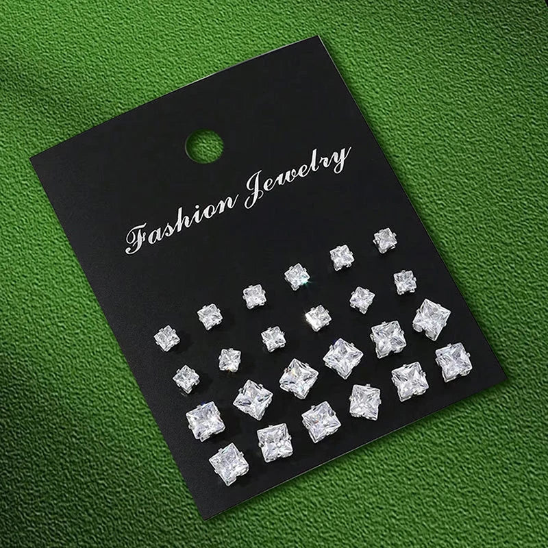 1Set   For Women Men Jewelry Accessories Gifts Fashion Luxury Rhinestone Stud Earrings Set Shiny Simple Wedding Stud Earrings