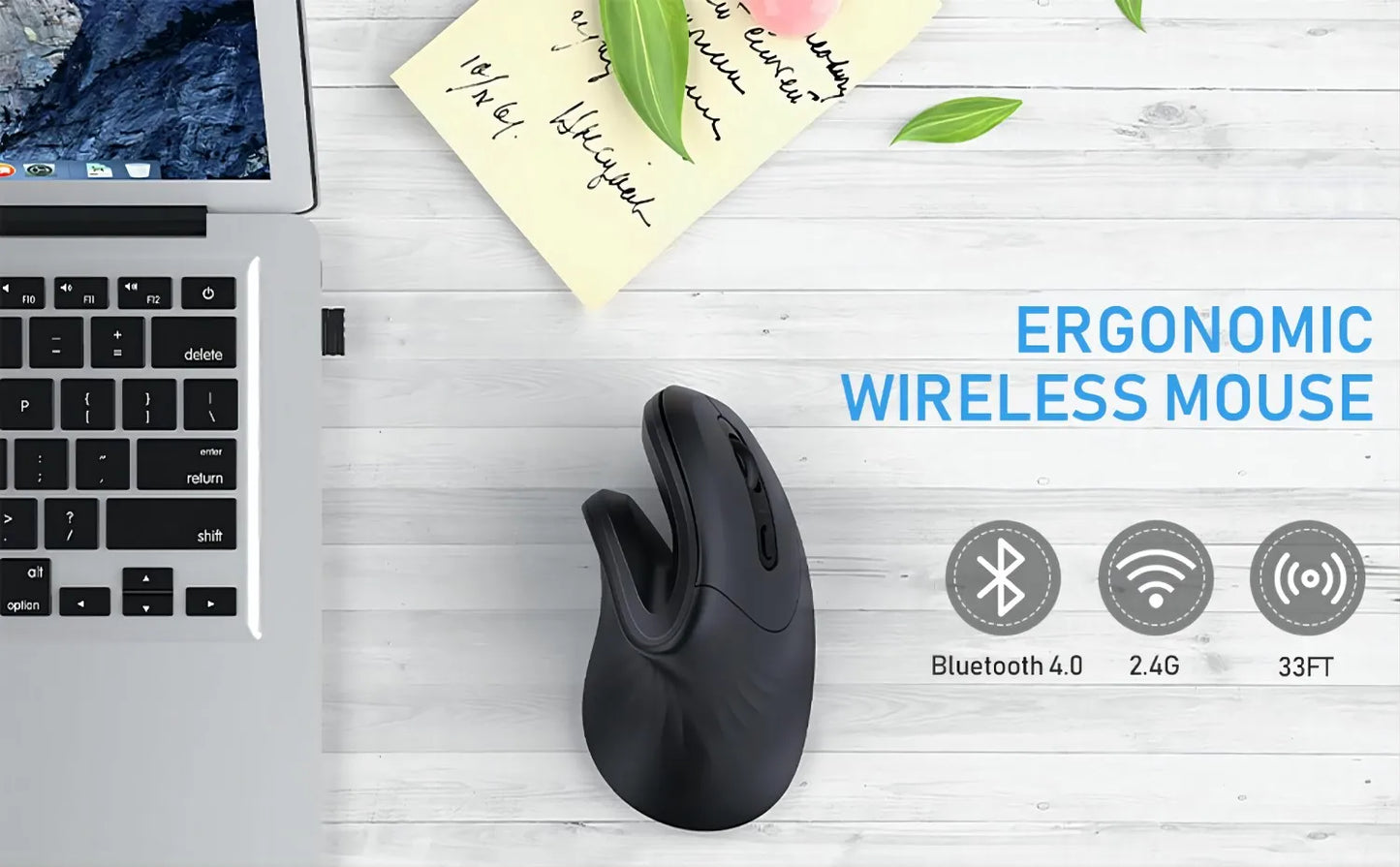 Bluetooth Ergonomic Mouse for Laptop PC Macbook Desktop Cellphone 2.4G Vertical Optical Silent Wireless Adjustable DPI Mice
