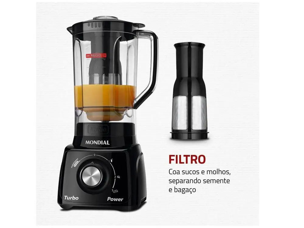 L-99 FB Black Mondial Turbo Power Blender with 3 Speeds Filter 550W - 110V