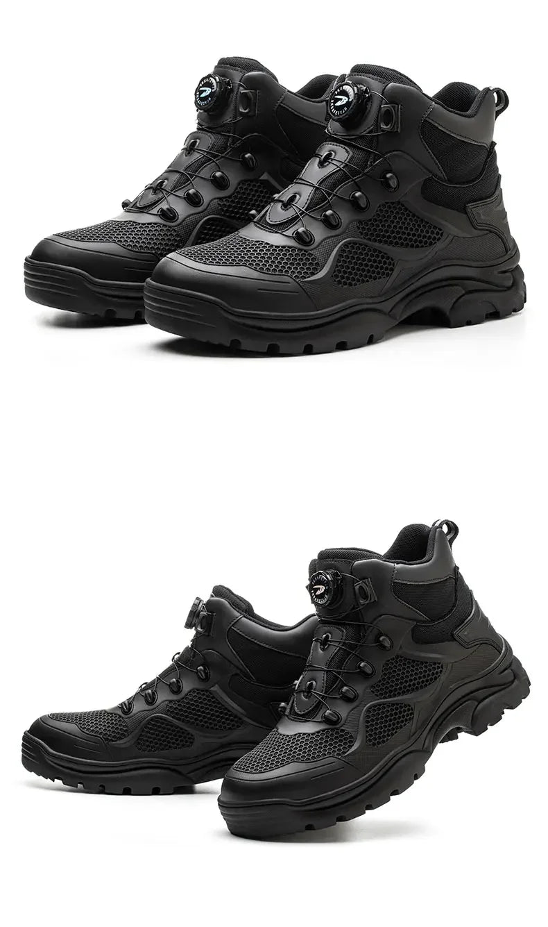 Rotary Buckle Work Boots Safety Steel Toe Shoes Men Breathable Safety Shoes Brand Indestructible Shoes Puncture-Proof work Shoes