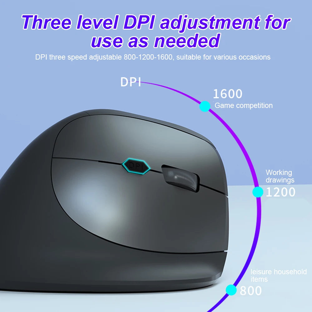 Vertical Mouse Ergonomic 2.4G Bluetooth 5.2 Mice Wireless Optical Mice Adjustable 1600DPI 6 Buttons for Laptop Computer Desktop