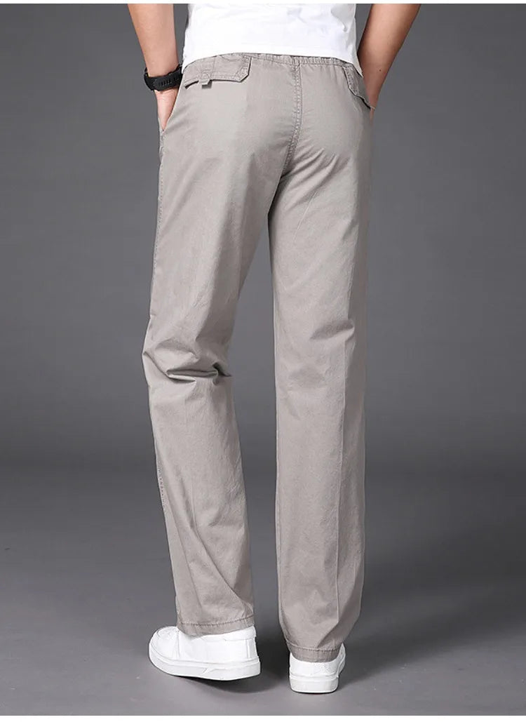 Summer thin cotton casual pants men loose straight leg 2024 new men's pants trend all matching men's long pants