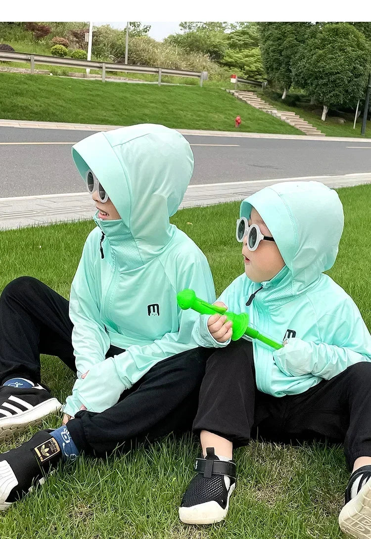 Children's Sun Protection Clothing Outdoor Ice Silk Sun Protection Jacket UV Resistant Summer Outdoor Play Sun Protection Jacket