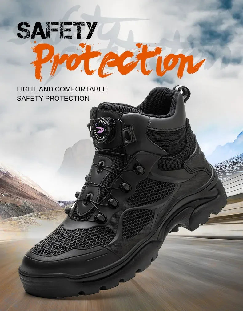 Rotary Buckle Work Boots Safety Steel Toe Shoes Men Breathable Safety Shoes Brand Indestructible Shoes Puncture-Proof work Shoes