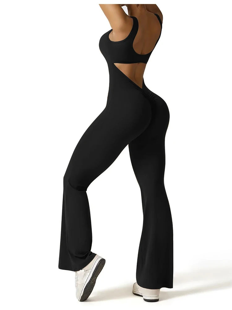 2025 Summer New Women's Slim Hip Lift Backless Bodysuit Sexy Hottie Pullover Bodysuit Sports Yoga Wear