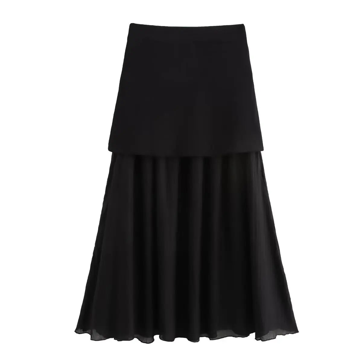 TRAFZA 2025 Women Skirt Set Wine Red Knitted V-Neck Sleeveless Slim Vest +Solid High Waist Zipper Patchwork Long Skirt Street