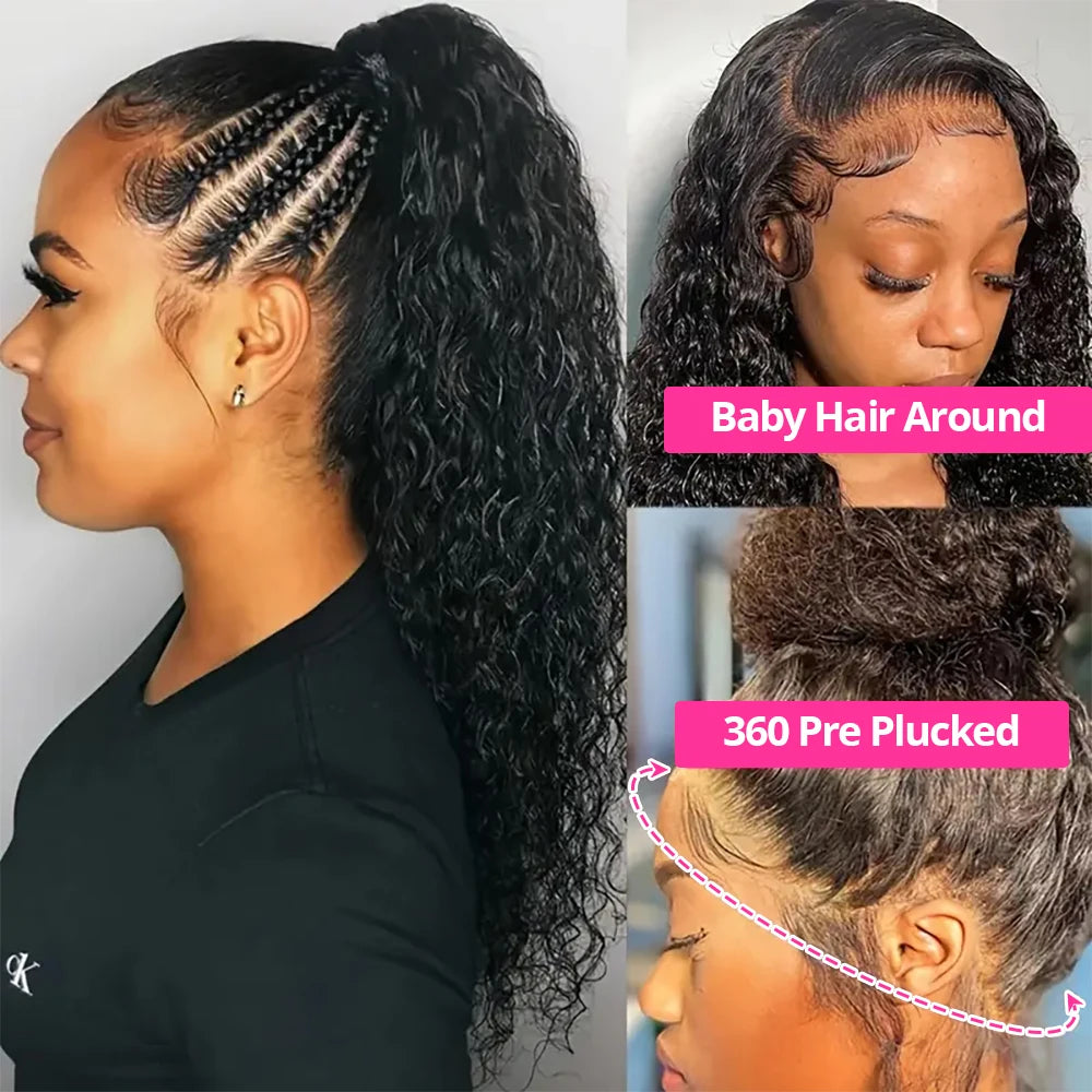 250% Density 360 HD Full Water Wave Lace Curly Human Hair Wigs 30 40 Inches Loose Deep Wave Lace Frontal Wig Brazilian For Women