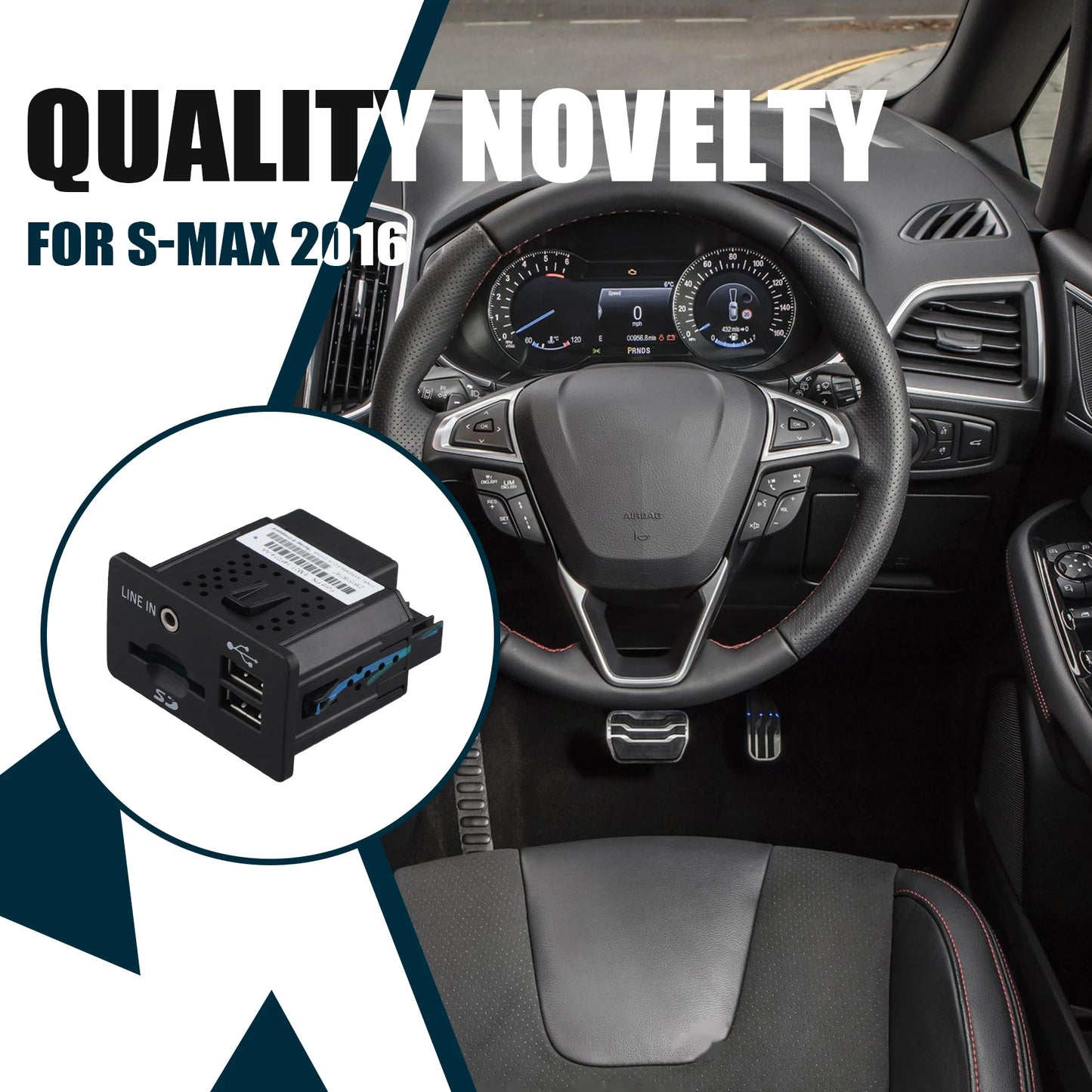 B45A-Car USB Connector Aux & SD Card Port For Ford S-MAX 2016 EM2T-14F014-AB