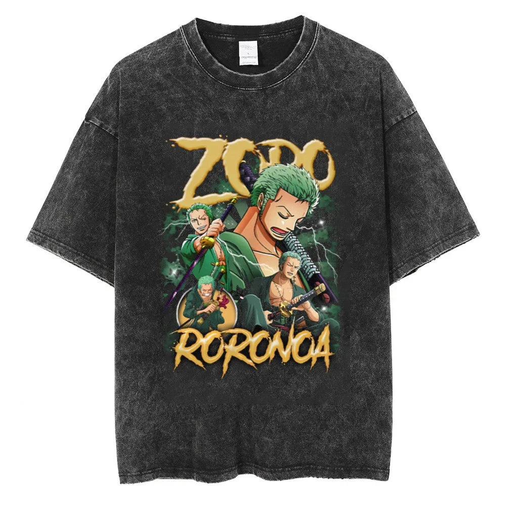 Men Streetwear Tshirt Hip Hop Oversized One Piece Graphic Print Retro T-Shirt Harajuku Summer Short Sleeve T Shirt Cotton Tops