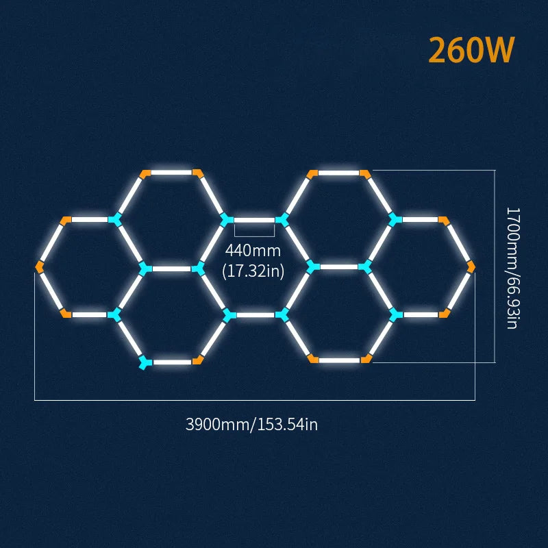 Honeycomb Led Lights Garage Light Ceiling Lighting AC85-265V Garage LED Tube Lights Hexagon For Auto Car Body Repair Workshop