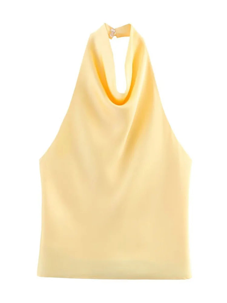 Tossy Summer Satin Fashion Vest Top For Women V-Neck Solid Sleeveless Cropped Top Camisole Elegant Commute Female Tank Top 2025