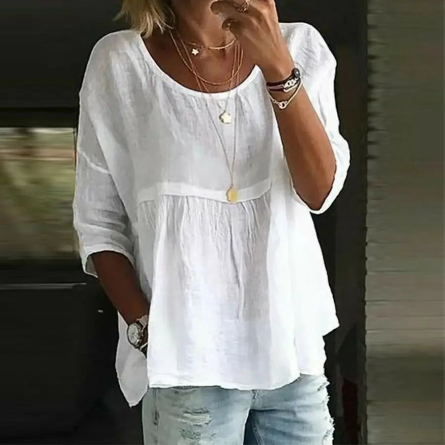 Temperament Loose Woman Shirt Fashion Elegant Casual Shirt Woman Short Sleeve Blouse Weekend Top