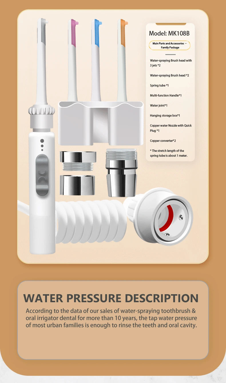 New Faucet Oral Irrigator Dental Water Flosser Non-electric Cordless Teeth Cleaner Water Jet for Teeth Water Pressure Adjustable
