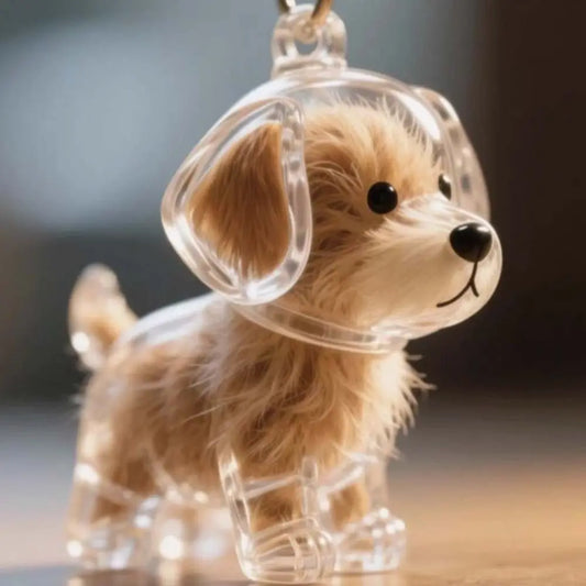 Cartoon Dog Shape Dog Hair Storage Box Transparent Hair Grooming Pet Hair Keychain DIY Handmade Keyring Puppy Pendants Backpack