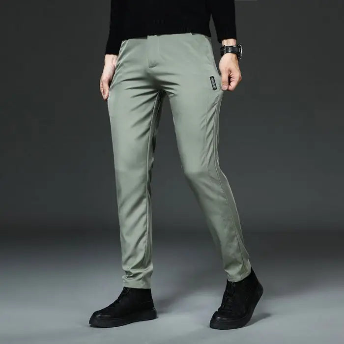 Men Slight Strech Breathable Casual Pants Male Korean Style Quick Drying Slacks Pants Chic Comfortable Formal Trousers