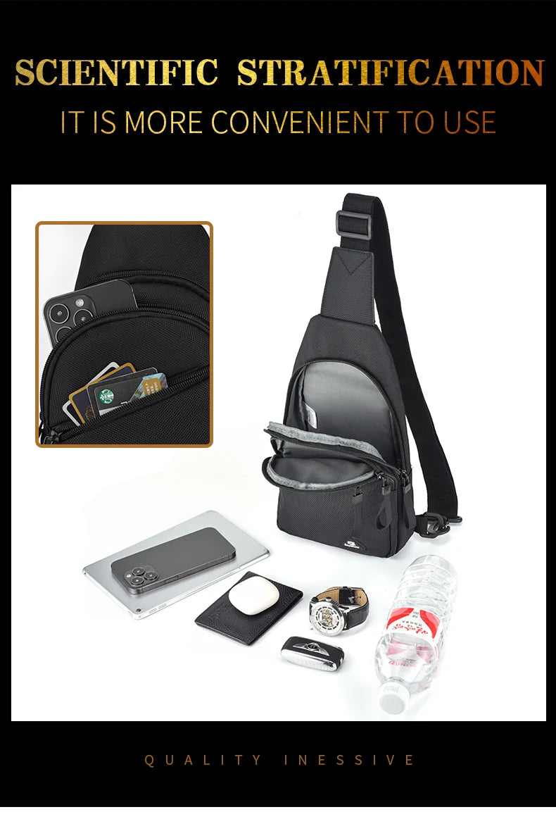 Chest Bag Men's Single Shoulder Crossbody Bag Large Capacity Oxford Cloth Outdoor Travel Backpack Men's Chest Bag