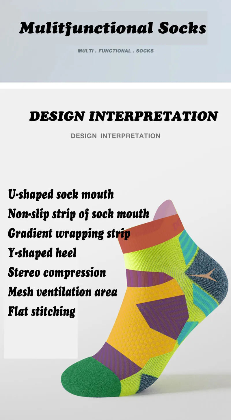 2023 Professional Marathon Running Sock Men Women Sports Fitness Thickened Cushioned Short Tube Low Cut Boat Ankle Socks