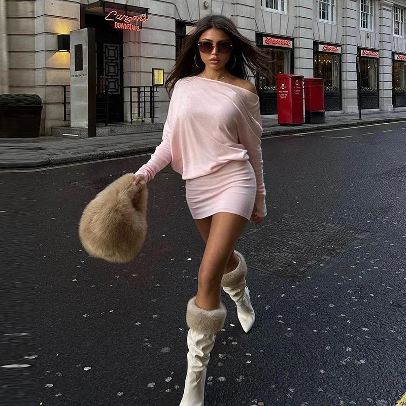 Ladies Autumn New Fashion Dress Women Long Sleeve Irregular Sexy Bodycon Mini Dresses Birthday Party Clubwear Fall Outfits Y2K