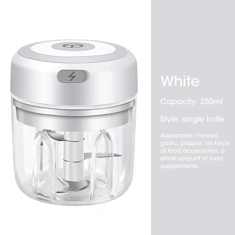 Electric Garlic Chopper, Mini Portable Veggie Chopper, Garlic Grinder Masher Onion Chopper, for Ginger, Chili, Fruit, Meat, etc