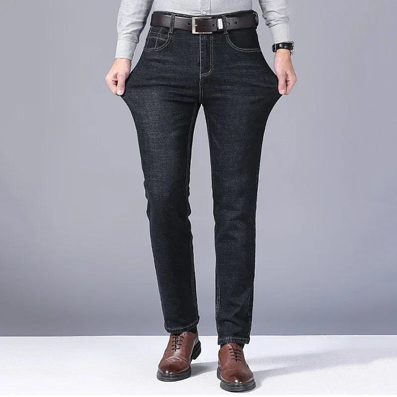 Fashion Men Jeans Stretch Straight Leg Casual Slim Fit Denim Pants Male Brand Luxury Design Business Classic Trousers Large Size
