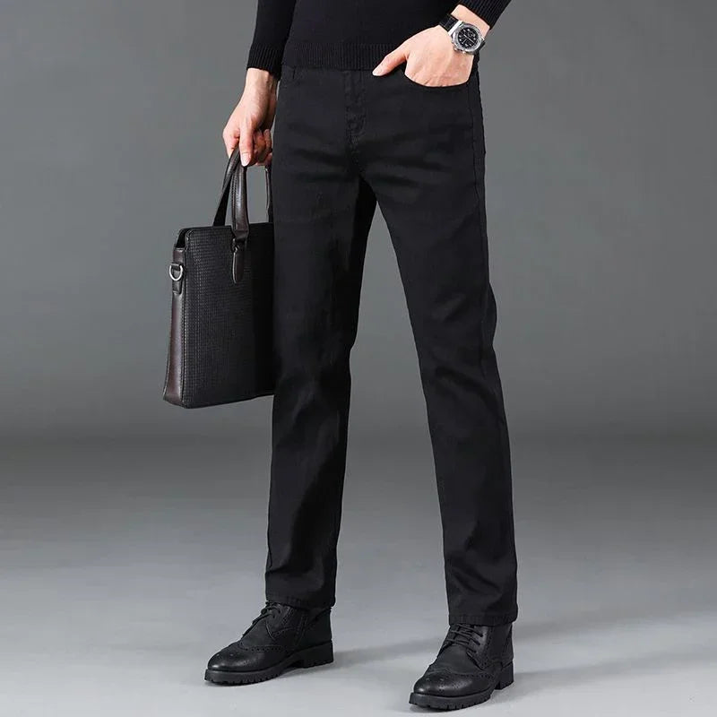 Fashion Men Jeans Stretch Straight Leg Casual Slim Fit Denim Pants Male Brand Luxury Design Business Classic Trousers Large Size