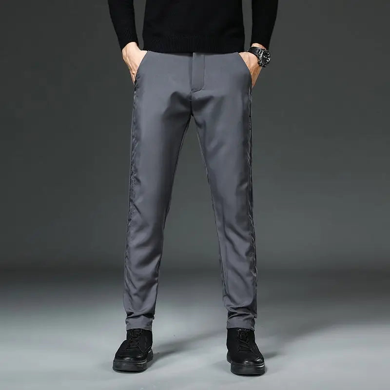Men Slight Strech Breathable Casual Pants Male Korean Style Quick Drying Slacks Pants Chic Comfortable Formal Trousers