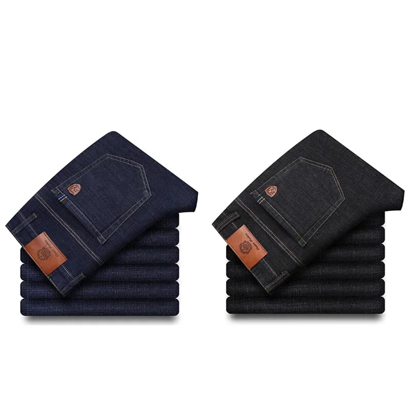 Fashion Men Jeans Stretch Straight Leg Casual Slim Fit Denim Pants Male Brand Luxury Design Business Classic Trousers Large Size