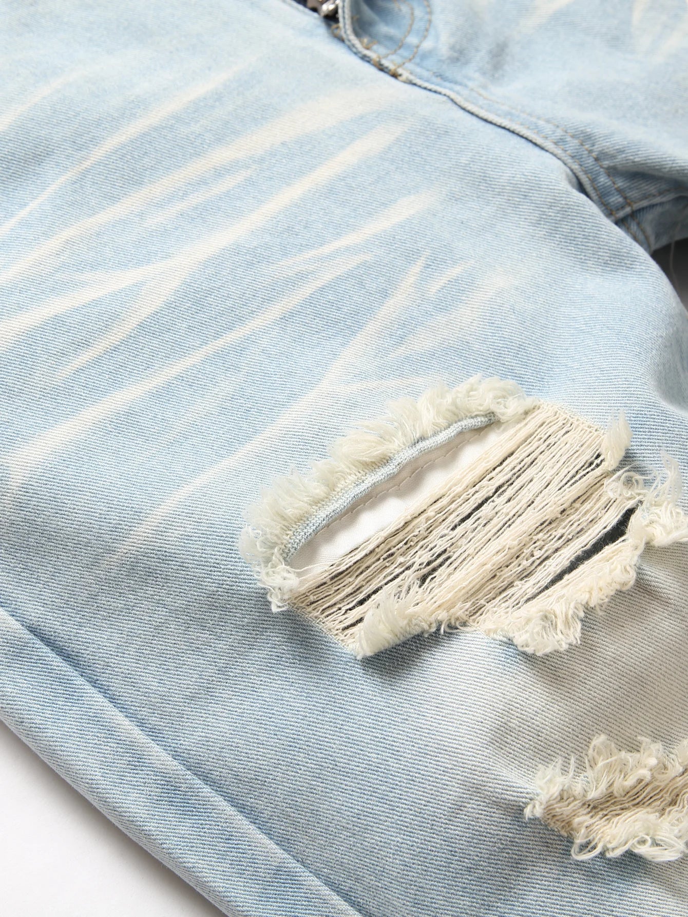 Men's Vintage Light Blue Jeans Straight Loose Fit Distressed Cat Whisker Denim Pants Casual Streetwear High Quality Stretch 28-4