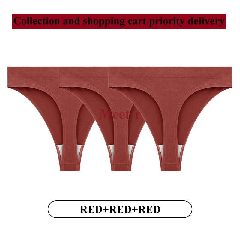 Meet'r 3Pcs/Lot Sexy Women Breathable Thong Low-waist High Elasticity Panties Underwear Breathable G String Temptation Lingerie