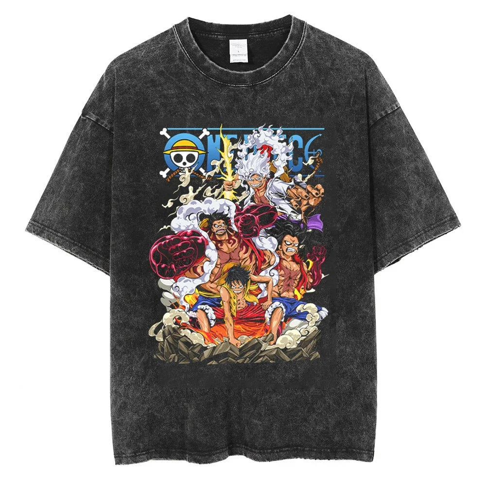 Men Streetwear Tshirt Hip Hop Oversized One Piece Graphic Print Retro T-Shirt Harajuku Summer Short Sleeve T Shirt Cotton Tops
