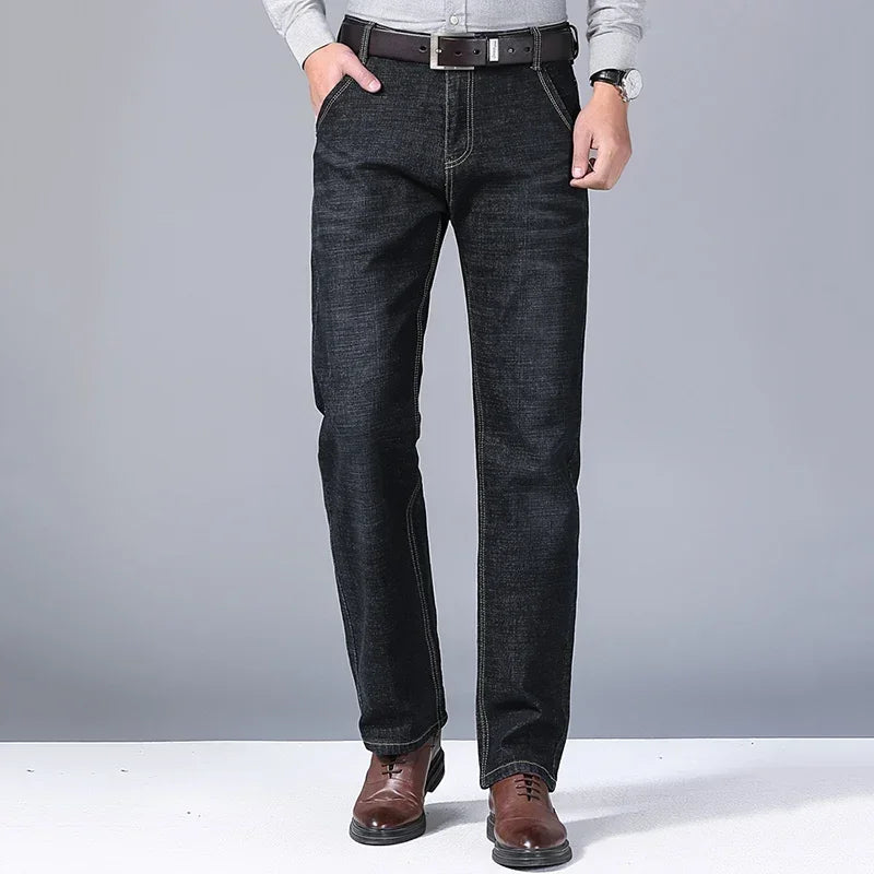Fashion Men Jeans Stretch Straight Leg Casual Slim Fit Denim Pants Male Brand Luxury Design Business Classic Trousers Large Size